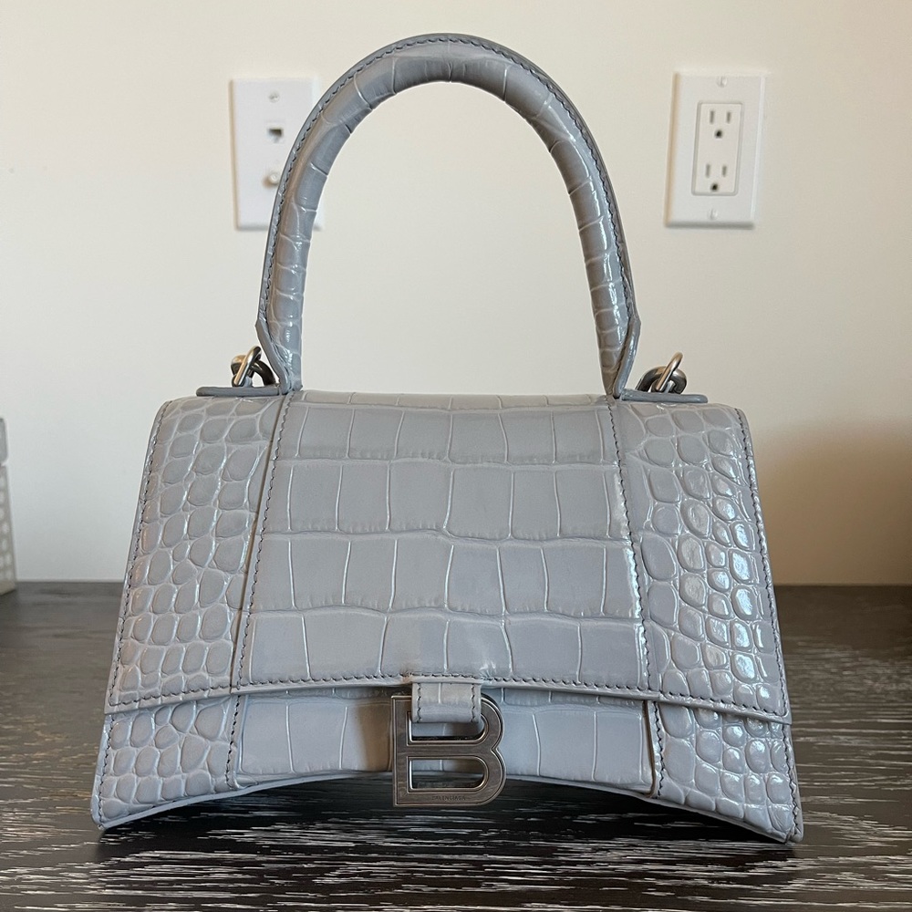Balenciaga grey croc hourglass bag